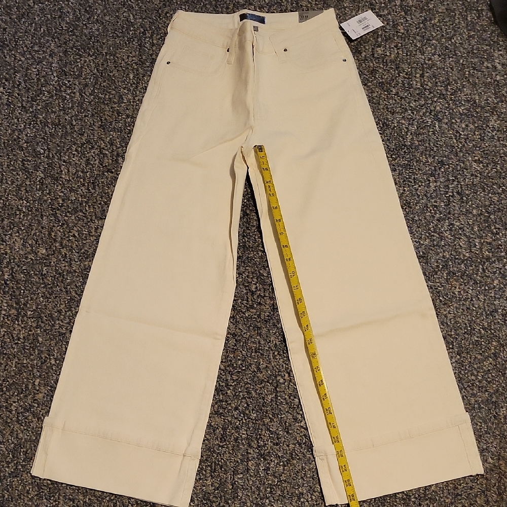 Kut from the Kloth Off-White Wide-Leg Pants Meg High Rise Fab Ab Cuff Leg